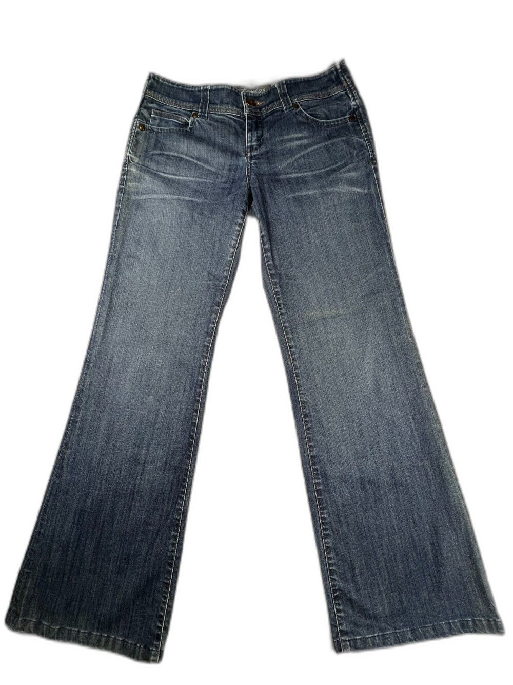 Y2K Low Rise Wide Leg Level 99 Womens Jeans 28 Stretch Medium Wash Denim